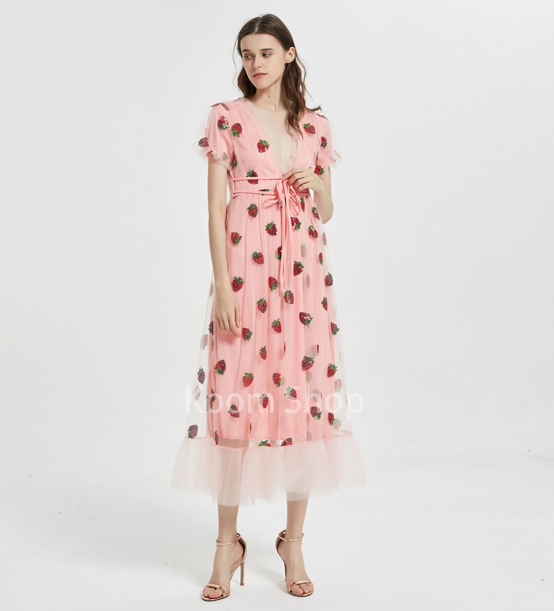 strawberry sequin tulle