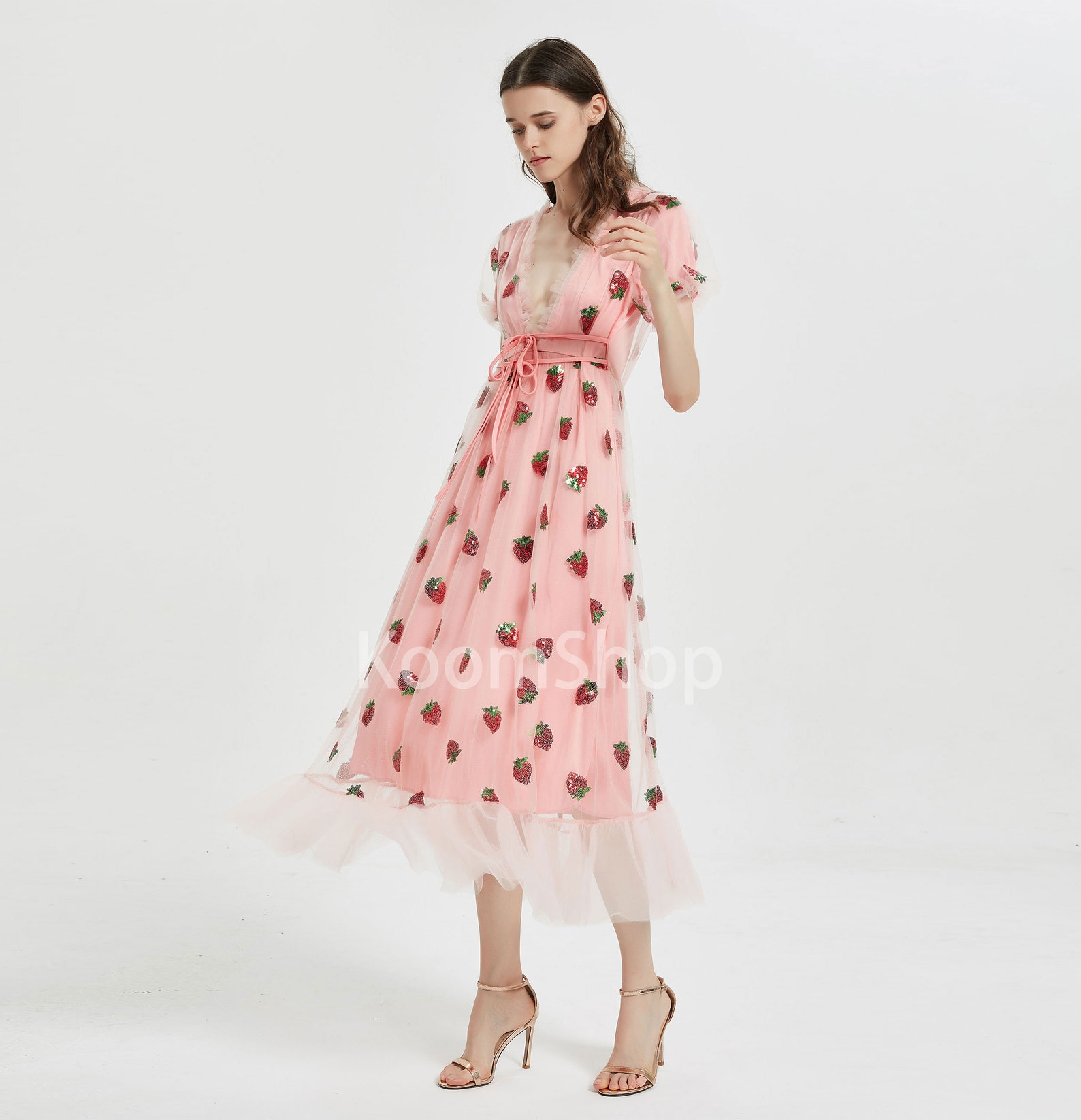 strawberry sequin tulle