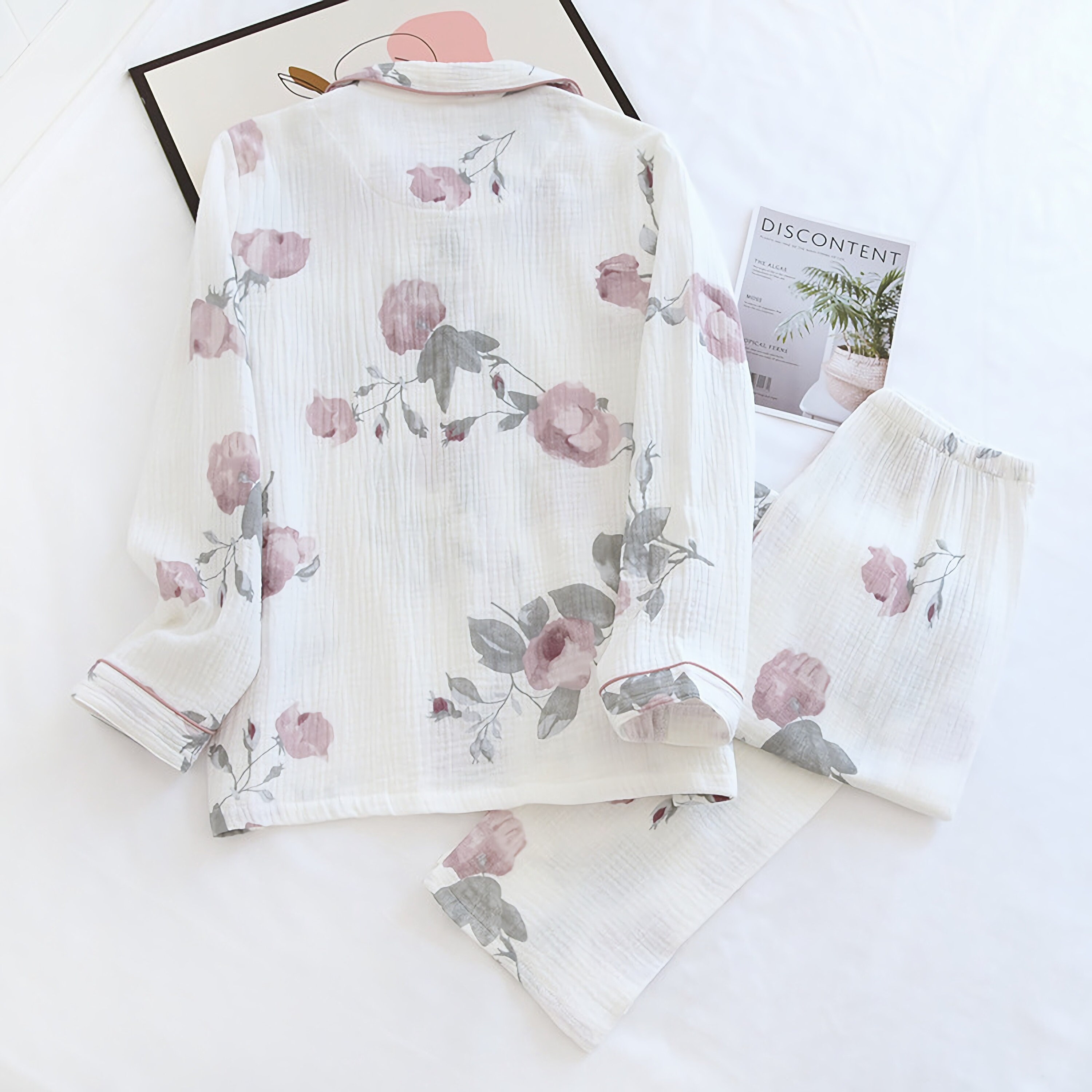 100% Cotton Pajama Set Organic Cotton Gauze Women Pyjamas - Etsy