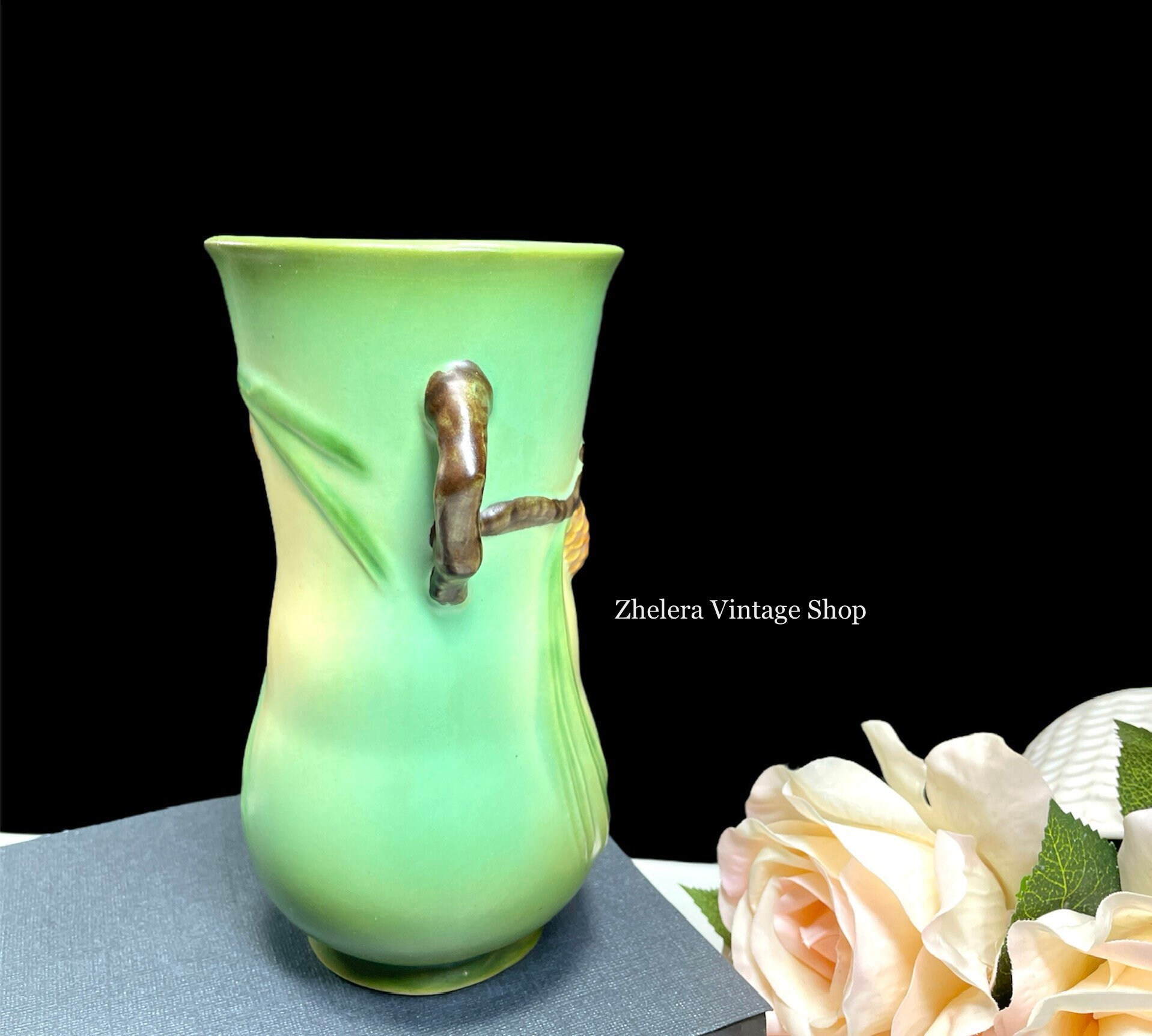 Roseville Pine Cone Vase, Roseville Shape 4807, Roseville Green