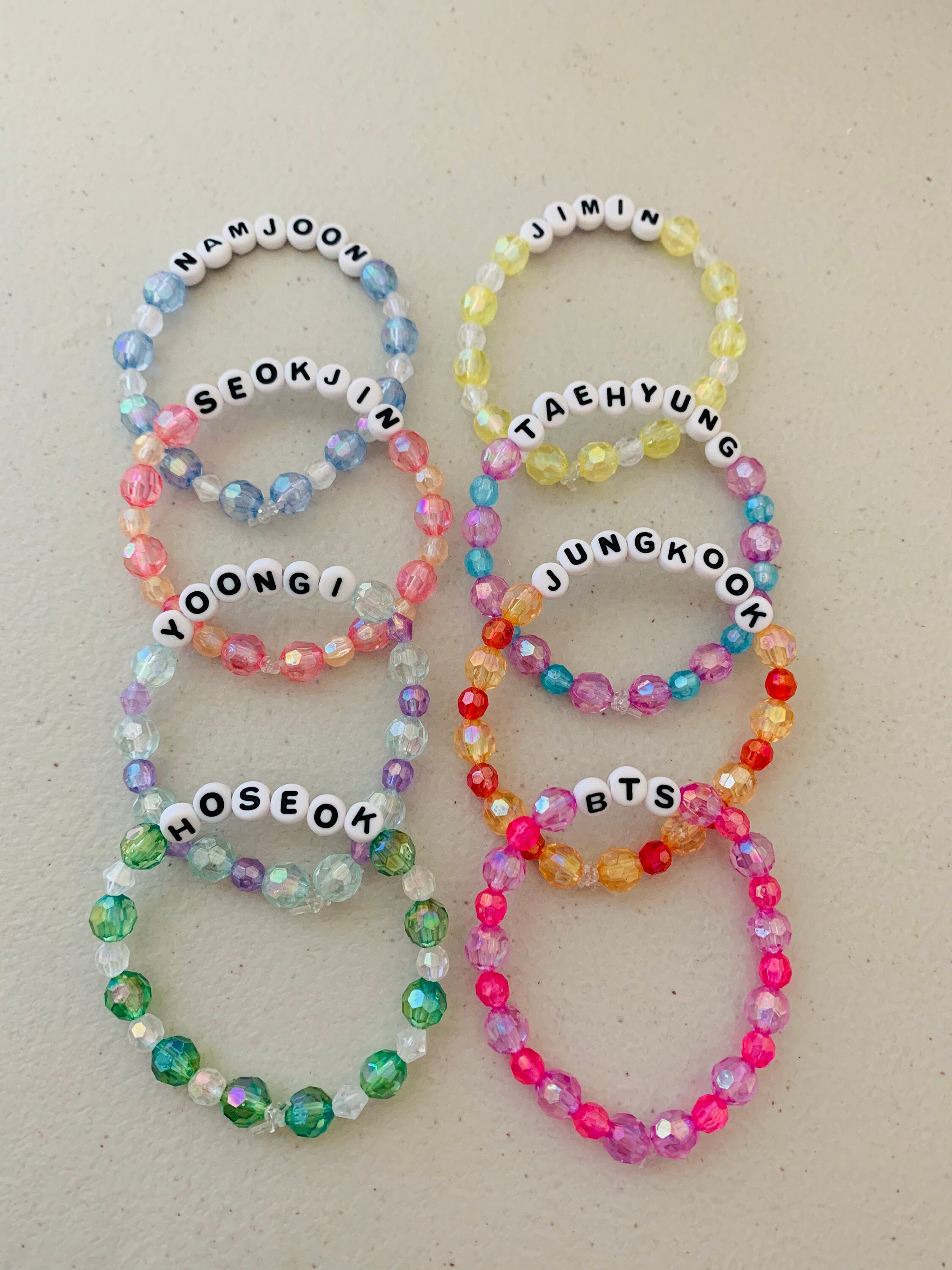 Customizable BTS Crystal Beaded Bracelet Etsy