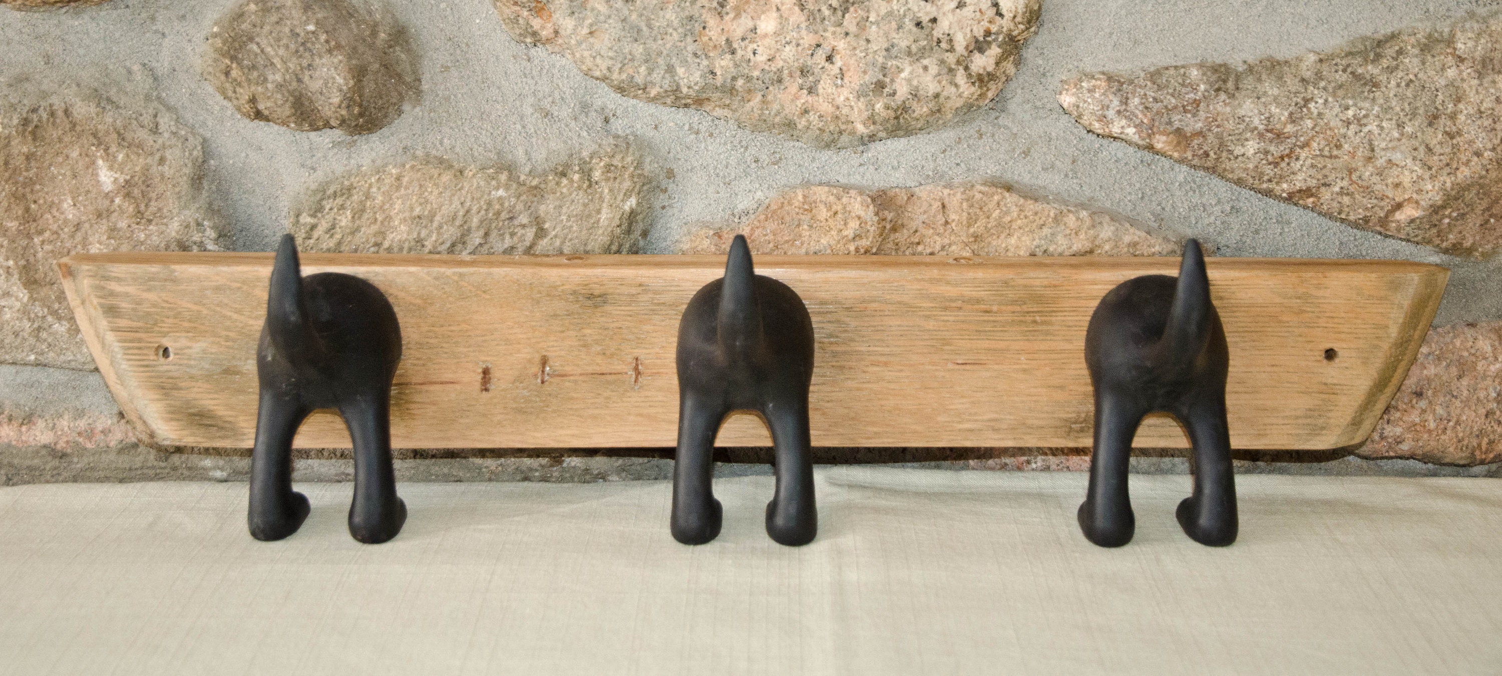 Dog Tail Coat Hooks on Solid Oak Whisky Barrel Lid Etsy