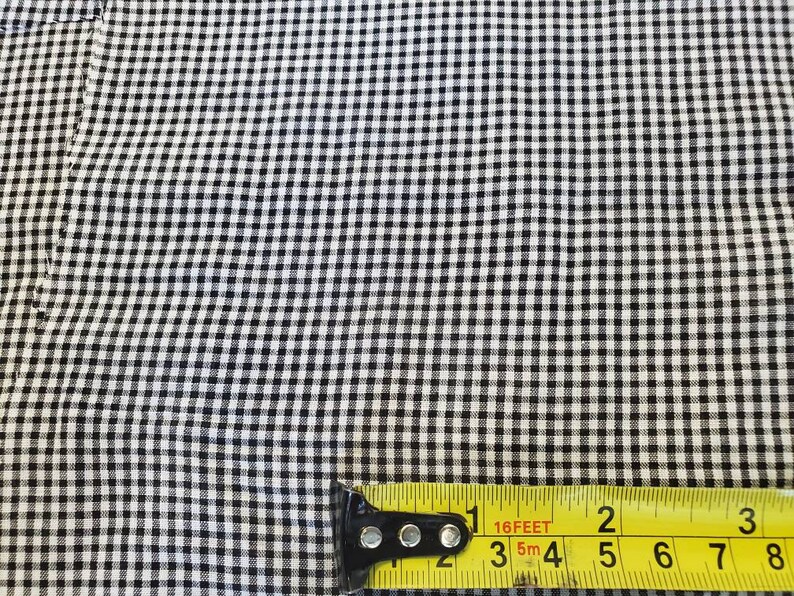 Black white mini checkered Gingham fabric good for cut sew print /& embroidery projects ships from LA