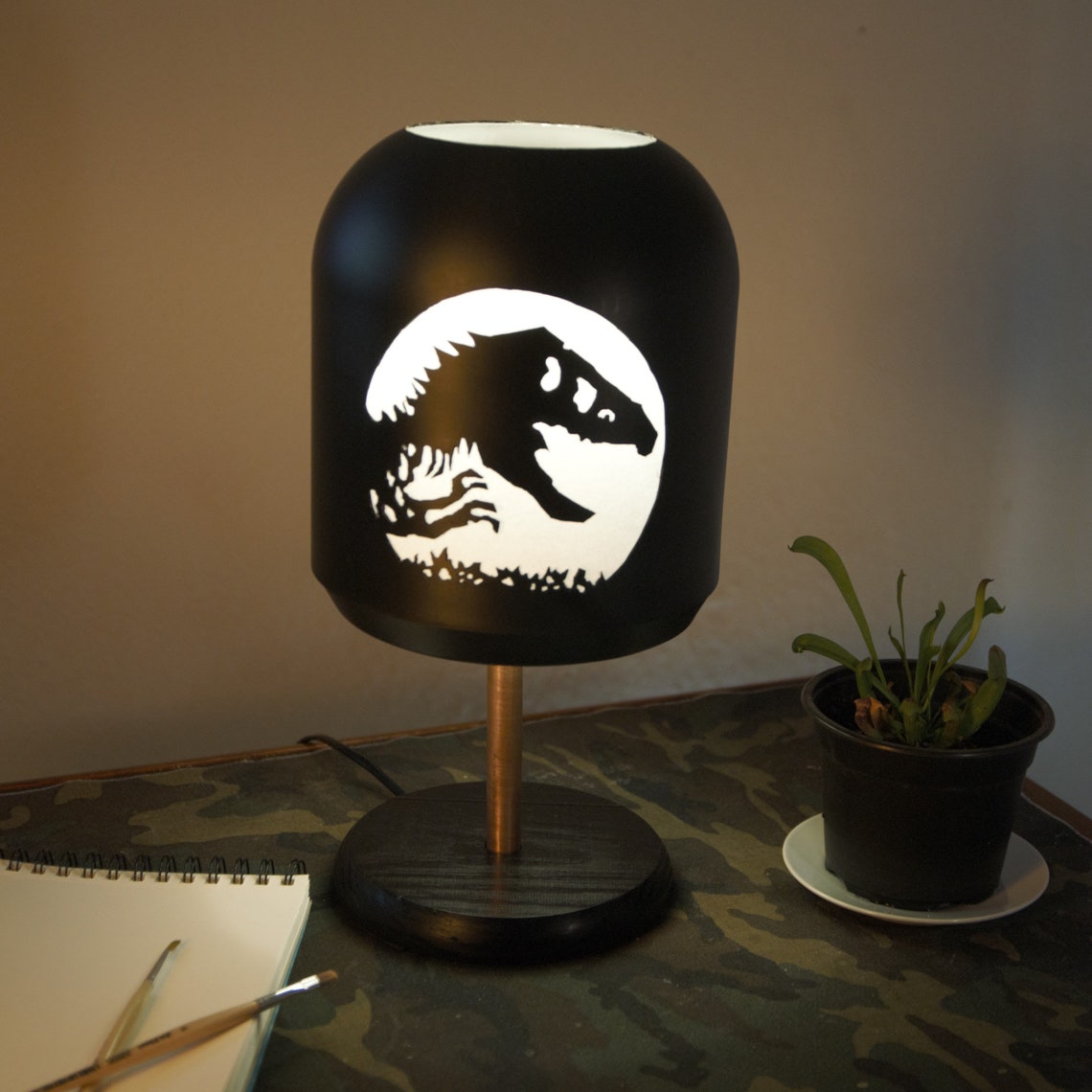 Lámpara Jurassic Park T.rex Lamp Parque Jurassico Etsy