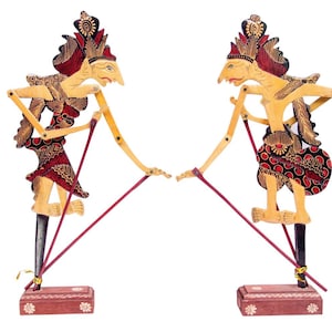 Handmade Indonesian Wayang Kulit Puppets: Batik Home Decor