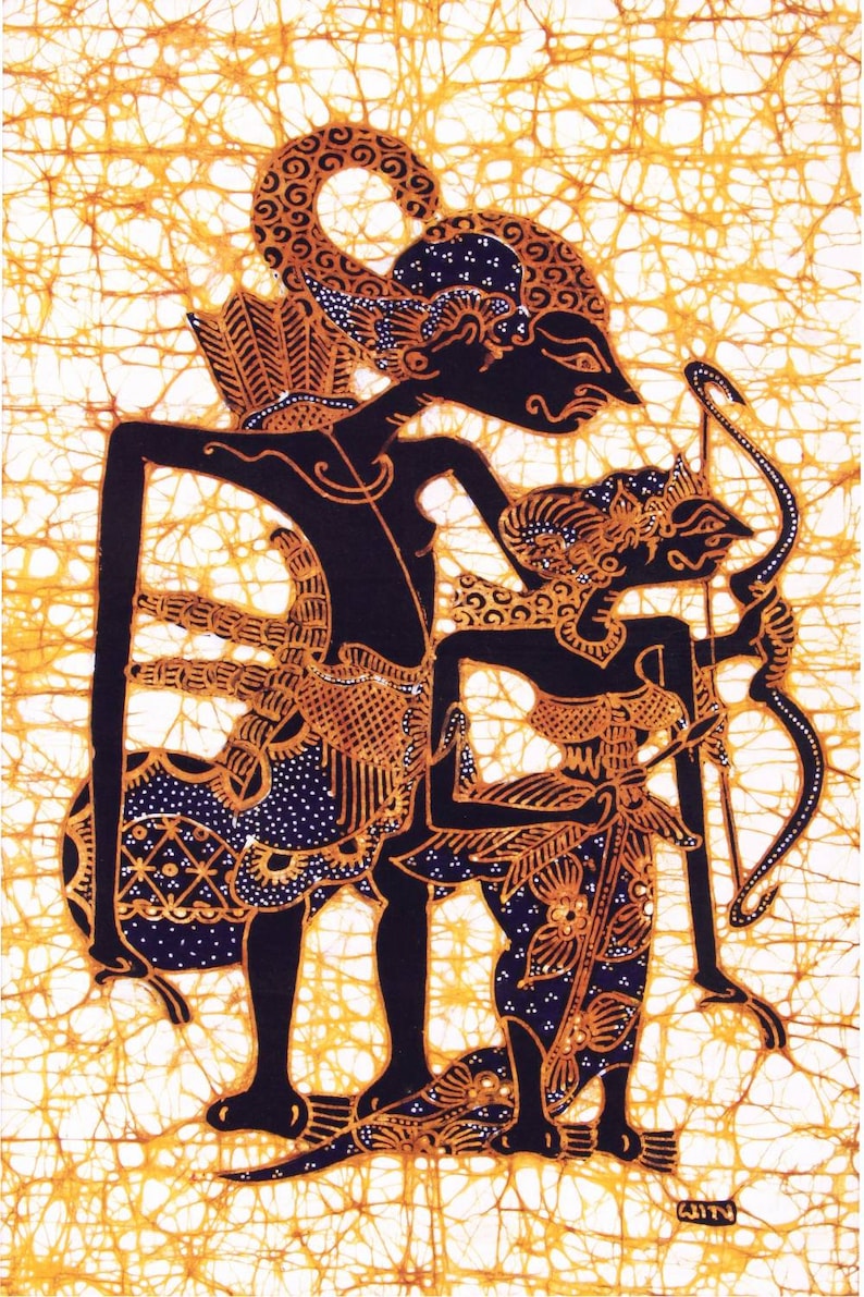 Ramayana Batik Painting: Javanese Rama and Sita Cotton Wall Art/ Bali ...