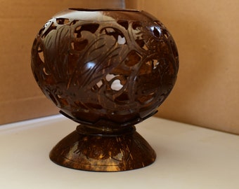 Coconut Shell Tealight Candle Holder: Balinese Home Decor
