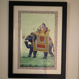 Arte popolare indiana, pittura di elefanti indiani, arte murale, pittura Mughal, arte reale degli elefanti, pittura indiana in miniatura su tessuto, regalo unico