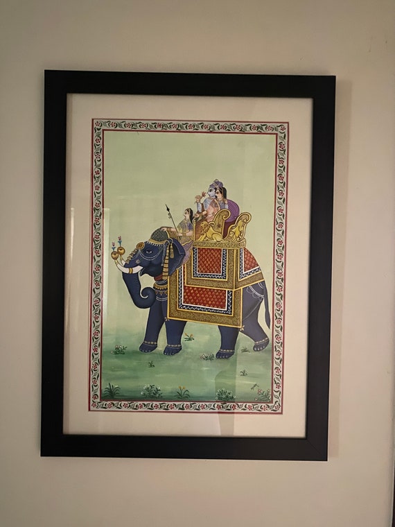 Mughal Elephant Painting: Indian Folk Art Wall Decor