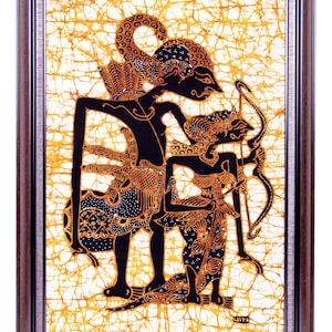 Ramayana Batik Painting: Javanese Rama and Sita Cotton Wall Art
