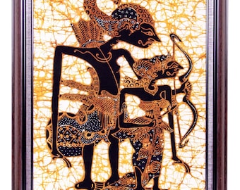 Ramayana Batik Painting: Javanese Rama and Sita Cotton Wall Art/ bali decor