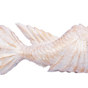 White Golden Arowana Fish Figurines handcrafted wooden sculptures Symbols of Good Luck ,Unique Home & Office Decor Gifts/indonesia made