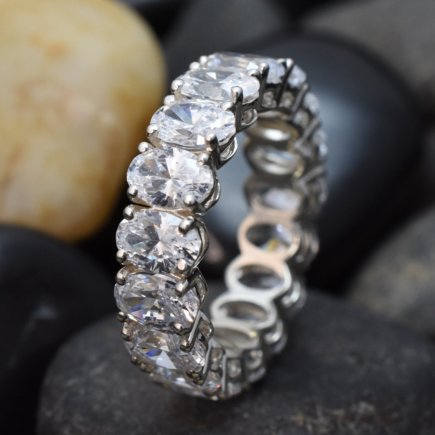 Full eternity band Moissanite wedding band vintage Solid 14K Etsy