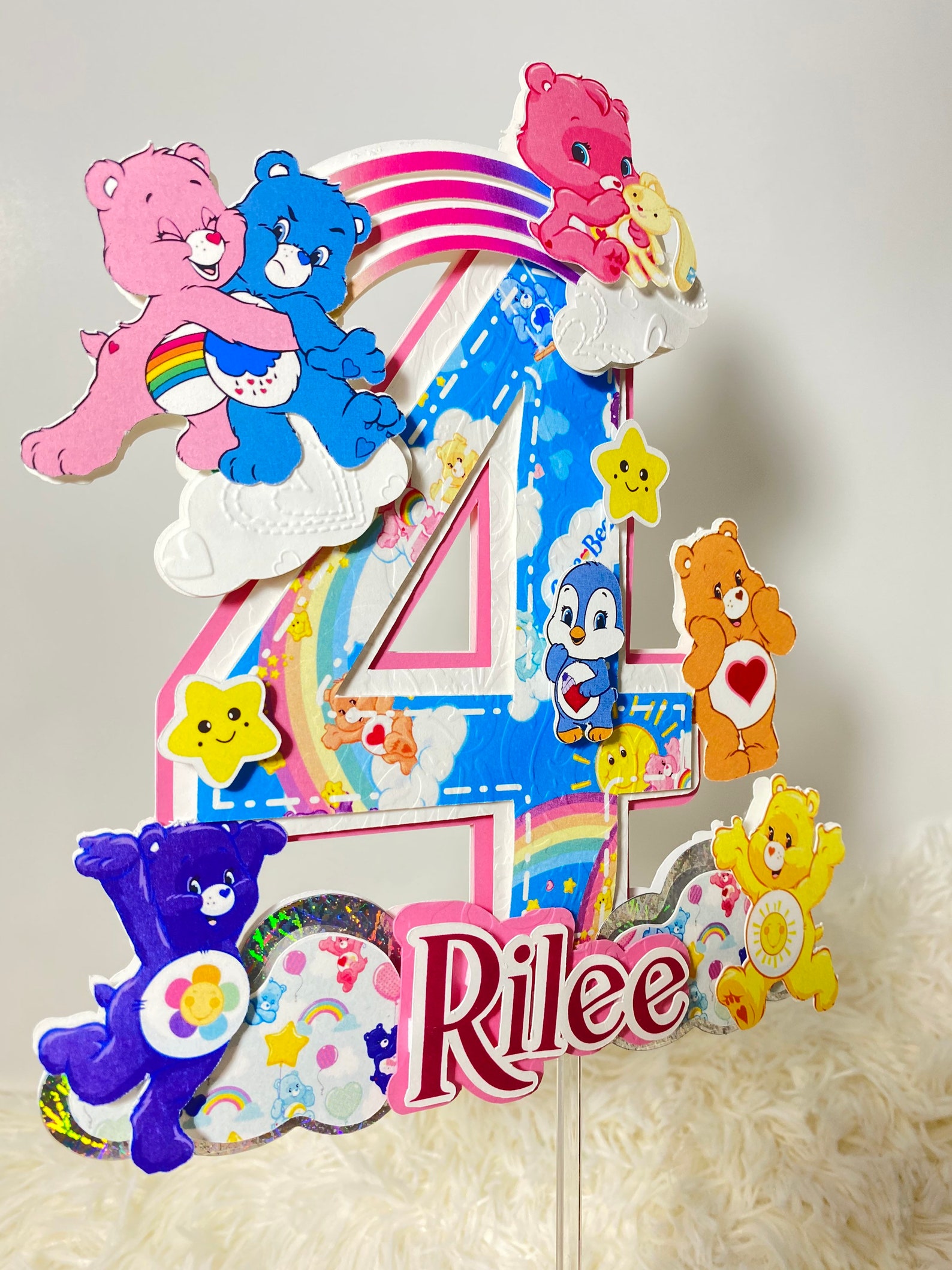 Care Bears Cake Topper Rainbow Cake TopperCare Bears 3d Etsy
