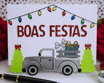 Handmade Boas Festas Note Card, 0159