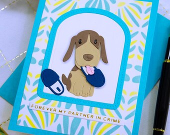 Handmade Puppy Note Card • Cute Dog Greeting Card • Layered Paper Puppy Design • Birthday or Encouragement Card, 0496