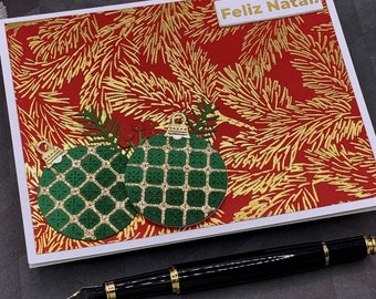 Handmade Feliz Natal Note Card, 0404