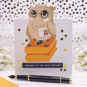 Handmade Owl Note Card, 0293
