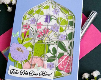 Handmade Mother's Day Note Card, Dia Das Mães Note Card, 0162