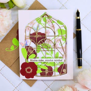 Handmade Mother's Day Note Card, Dia Das Mães Note Card, 0456