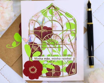 Handmade Mother's Day Note Card, Dia Das Mães Note Card, 0456