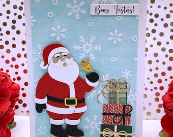 Handmade Boas Festas Note Card, 0389