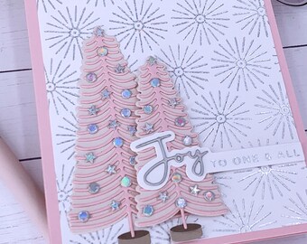 Handmade  Pink Christmas Note Card, 0183