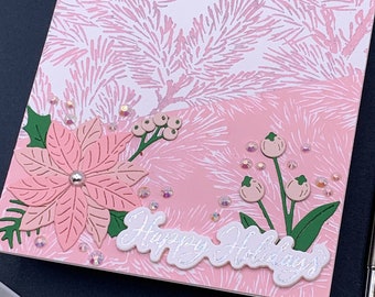 Handmade Pink Christmas Note Card,  0365