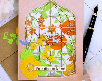 Handmade Mother's Day Note Card, Dia Das Mães Note Card, 0455