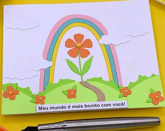 Handmade Rainbow Note Card • Colorful Encouragement Card • Clean Minimalist Design • Uplifting Greeting Card, 0397