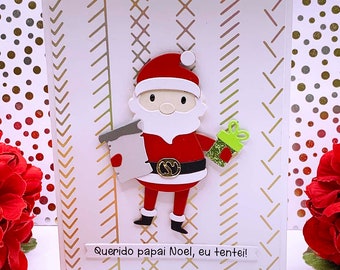 Handmade Dancing Santa Note Card, 0386
