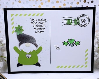 Handmade Christmas Gnome Note Card, 0180