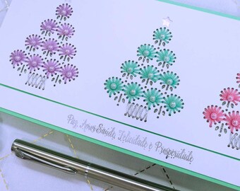Handmade, Hand Stitched Christmas Note Card, 0060