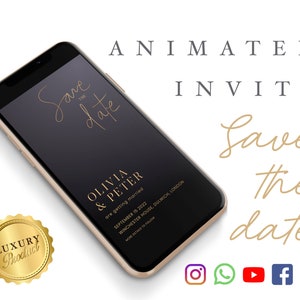 Save the Date Wedding E Invite | Electronic Invitation, Digital Download for Mobile, Social Media, Animated Invitation