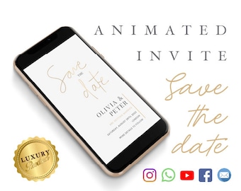 Save the Date Wedding E Invite | Electronic Invitation, Digital Download for Mobile, Social Media, Animated Invitation