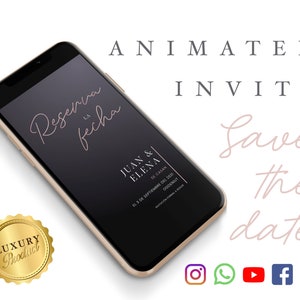 Reserva la fecha | Save the Date | Español Wedding E Invite | Electronic Invitation, Download for Mobile, Social Media, Animated Invitation