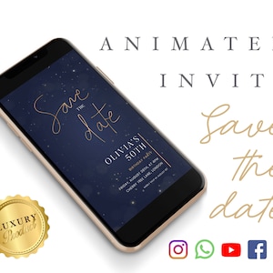 Save the date Birthday E Invite | Invitation, Electronic Invitation, Digital Download for Mobile, Social Media, Calligraphy Animation