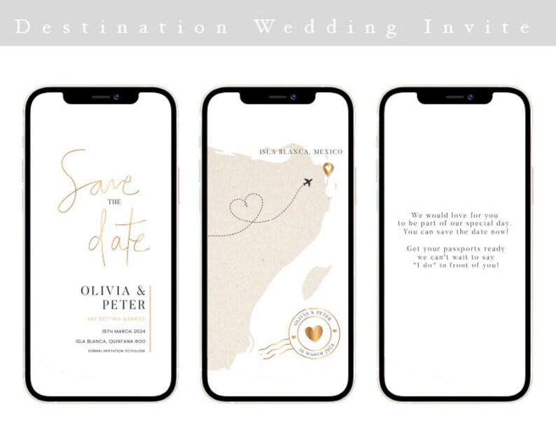 Destination Wedding E Invite Electronic Invitation, Digital Download