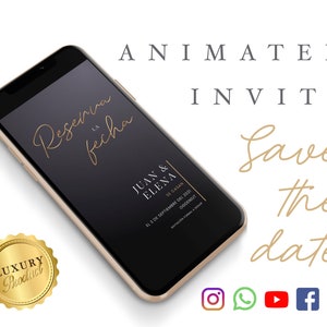 Réserver la fête | Réservez la date | Español Mariage E Invitation | Invitation électronique, Téléchargement pour mobile, Médias sociaux, Invitation animée