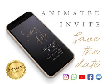 Save the Date Wedding E Invite | Electronic Invitation, Digital Download for Mobile, Social Media, Animated Invitation
