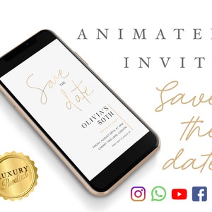 Geburtstag E Invite | Save the Date Text Einladung, elektronische Einladung, digitaler Download für Handy, Social Media, Kalligraphie Animation