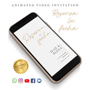 Invito mobile per matrimonio spagnolo / Reserva la fecha / Invito animato minimalista Save the Date (download digitale)