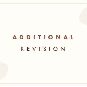 May include: A white background with brown text that reads "ADDITIONAL REVISION". The text is centered on the page. There are two abstract shapes in the background, one on the left and one on the right, both are a light pink color.