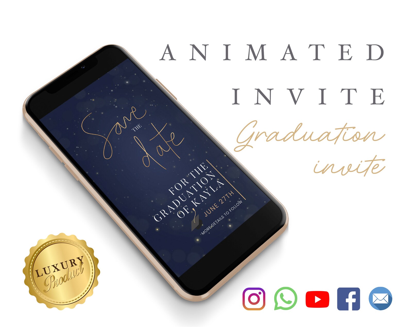 Graduation Save the Date E Invite Electronic Invitation, Digital