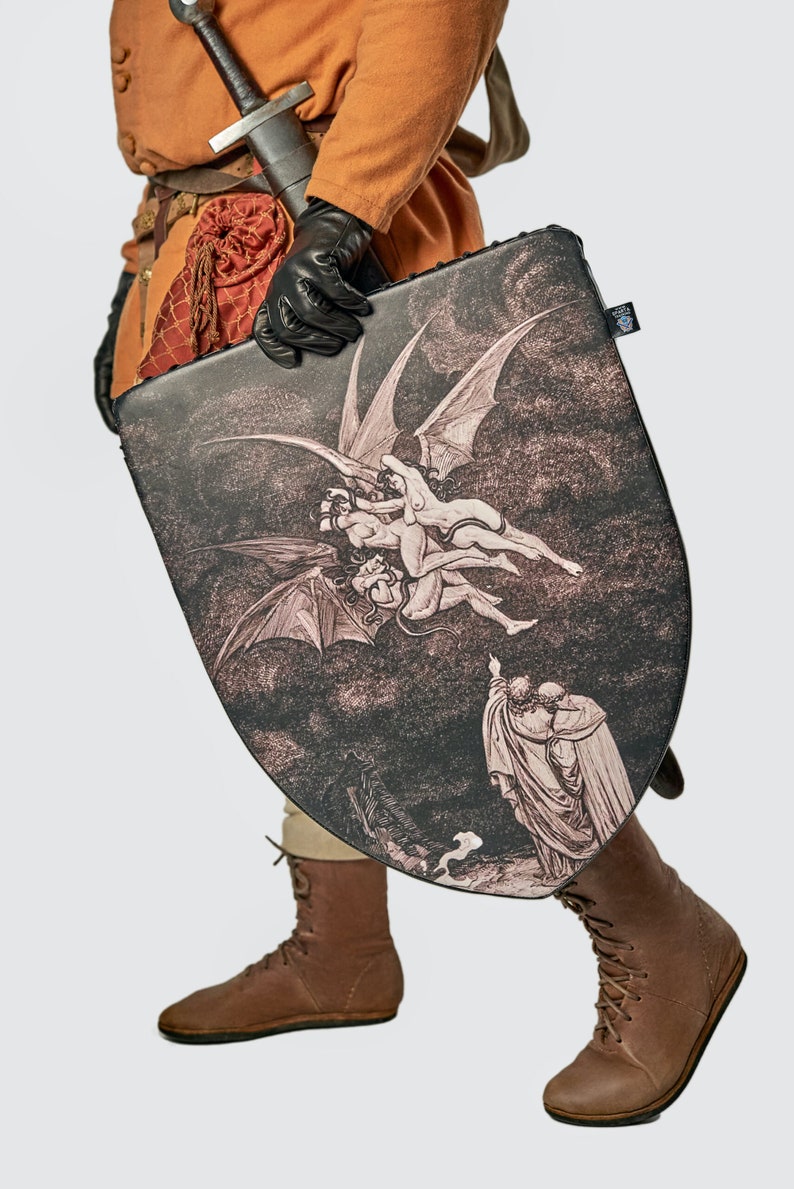 Buhurt LARP Shield for HMB Trainings Any Color Soft Shield Heraldic Shape with Etching Print HEMA Custom Print Soft Sword