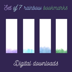Digital Rainbow Bookmarks/Instant Digital Download/Bookmarks Set Of 7/Book Lover Gift/Watercolor digital art