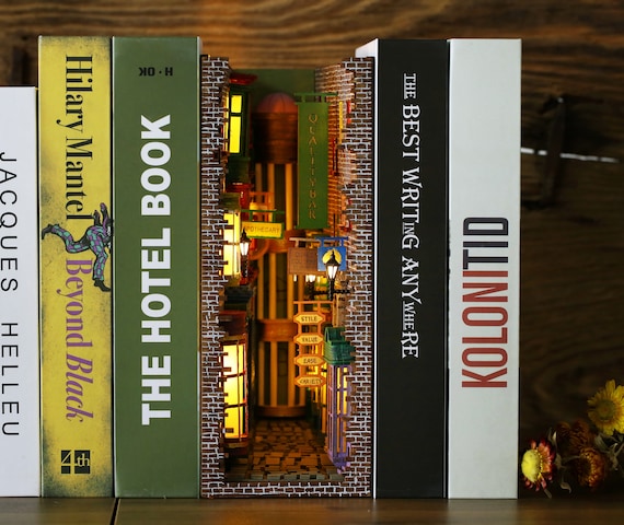 MINIALLEY Japan Assembled and Painted Complete Booknook Bookshelf Insert  Bookshelf Decor Alley Book Nook