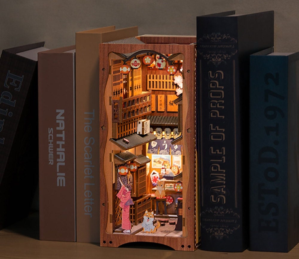 Book Nook Kit Book Shelf Insert Diorama Miniature Bookend Etsy UK