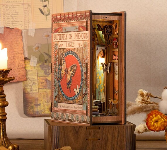 CUTEBEE DIY Book Nook Wooden Bookshelf Shelf Insert Miniatures