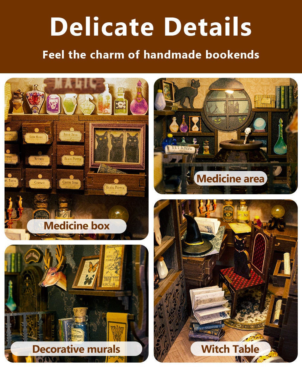  Cutefun Magic Pharmacist，DIY Book Nook Kits for Adults - Wooden  Dollhouse- 3D Puzzle with LED Lights - Miniature House Kit for Collectors  and Decorations : Toys & Games